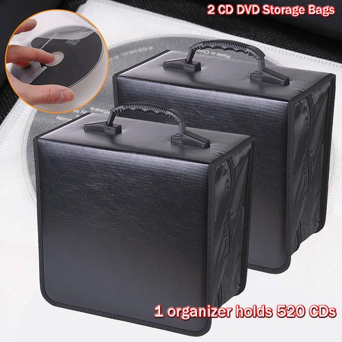 2Pc 520 Disc CD DVD Storage Bag Portable Wallet Binder Holder Case Box Organizer