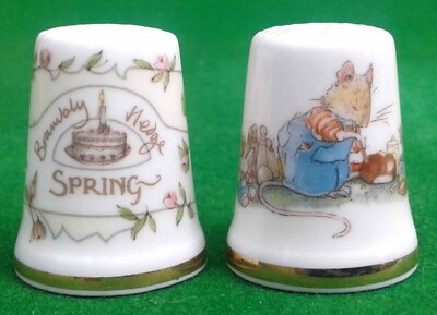 2 ROYAL DOULTON BRAMBLY HEDGE FINGERHÜTE - WILFRED SPIELT PFEIFE & FEDER.