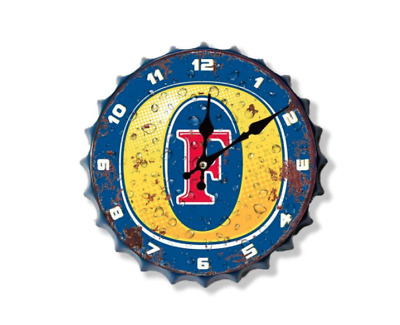 30cm Blue Fosters Beer Clock Vintage Retro Wall Display Sign Metal Bottle Top