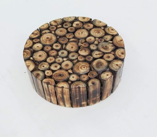 Handmade Wooden Round Shape Stool Natural Wood Logs Smooth Finish for for Kitche - Picture 10 of 16