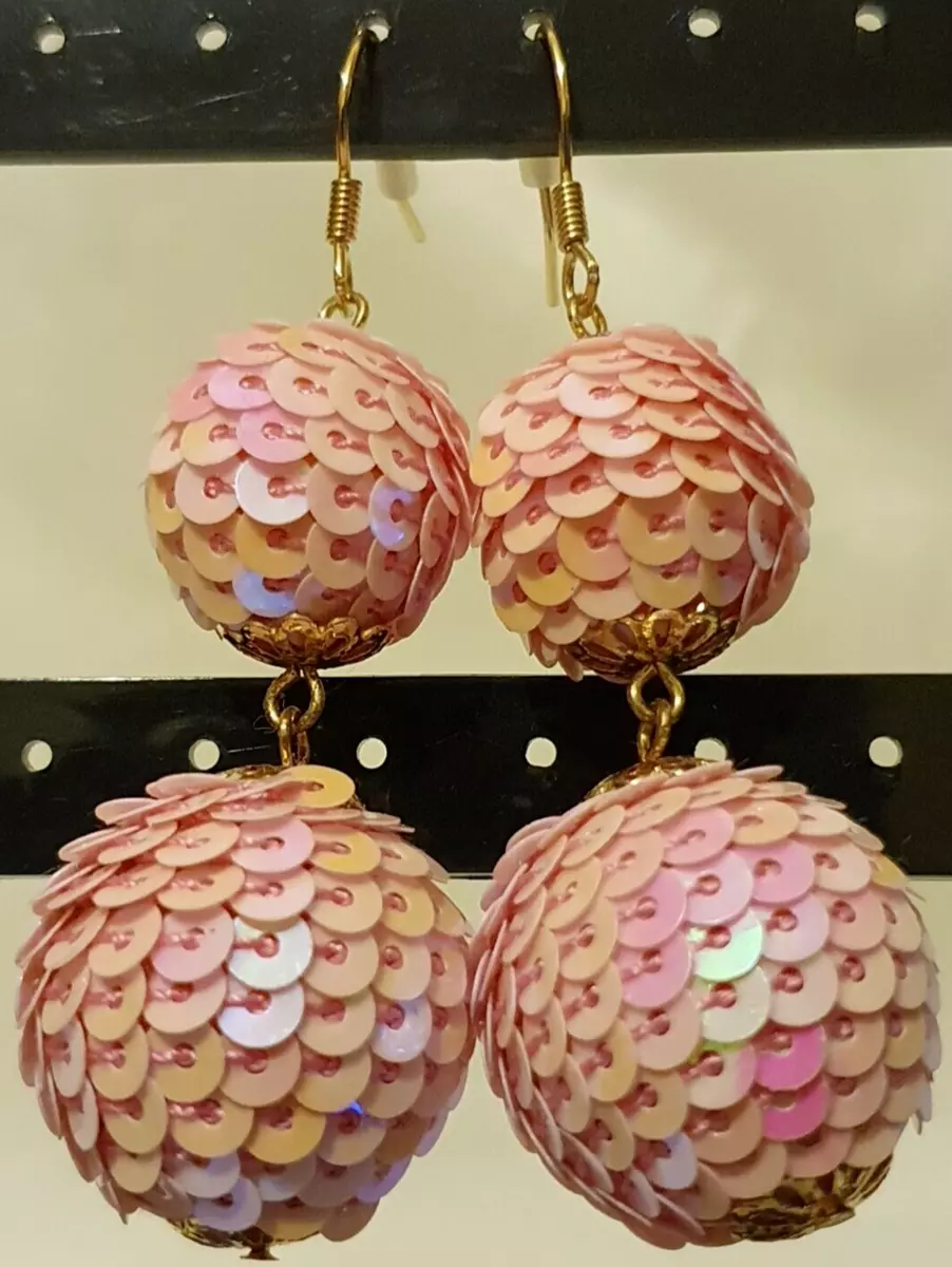 Pink shop sequin earrings