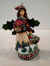 Multi-colored "GARDEN ANGEL" figurine ornament 8" tall - NICE