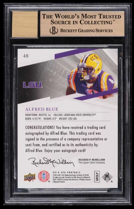 Alfred Blue BGS 9.5 w 10 AU: 2014 SP Authentic Autographs Rookie Gisto POP 2 - Image 2 of 4
