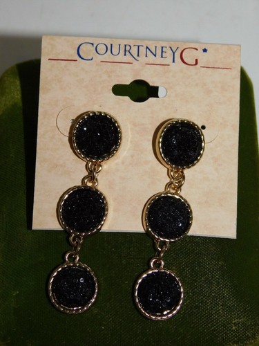 Nuevo Negro Imitación Druzy Estrás Largo Colgante Pendientes Courtney G Spiia - Imagen 3 de 5