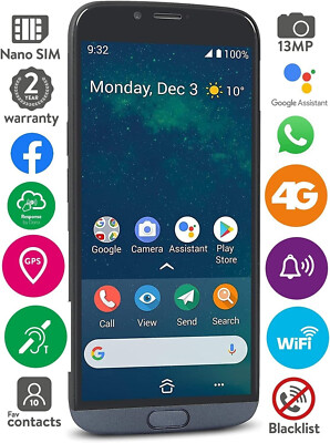 Doro 8050 Black - Android Smartphone 13MP Camera / 5.7