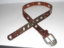 Rare! Women's LeatheRock Custom Belt hammered,stones,embossed,size L 36 $150