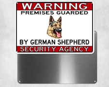 Warning German Shepherd Dog Metal Sign, No Trespassing Gate Sign