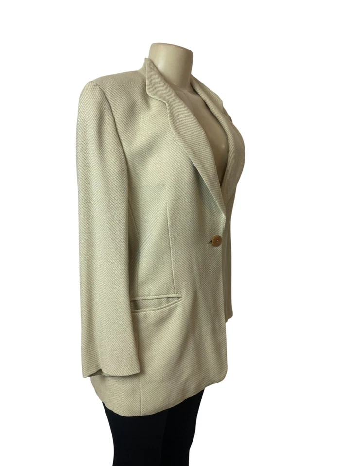 Blazer vintage Giorgio Armani para mujer marrón crema de un solo pecho talla 8 Foto 2 de 4
