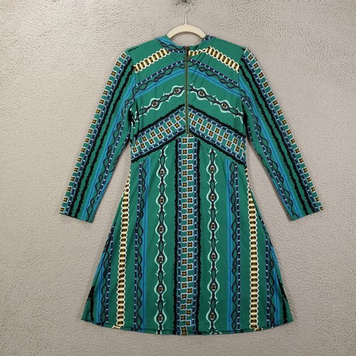 Free People Dress Womens Small Stella Green Blue Retro Boho Mini Back Zip - Picture 10 of 10