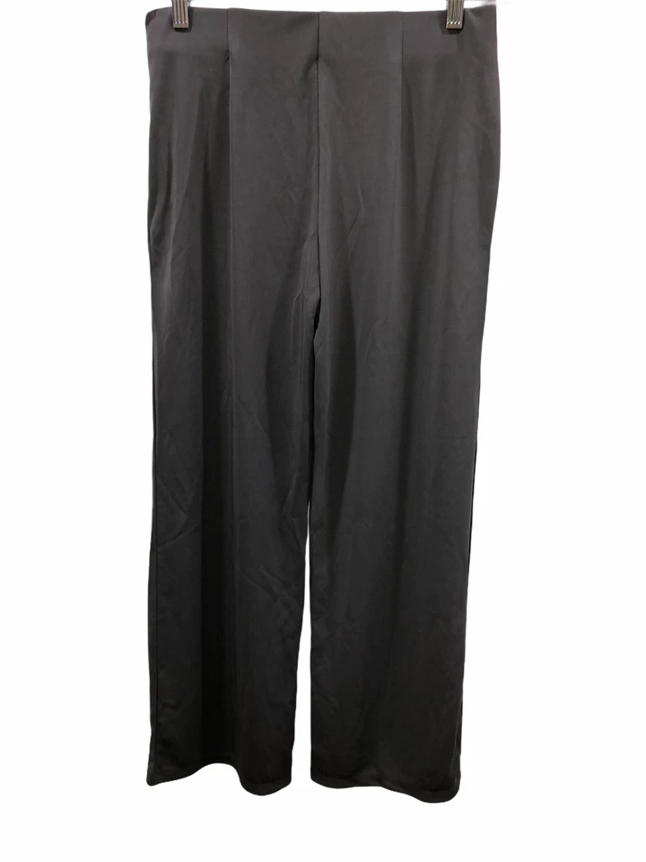 Pantalones para mujer H by Halston Petite Jersey tejido pierna ancha gris granito talla 6P Foto 2 de 2
