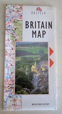 Vintage 1993 ~ Britain Map ~ Britain Tourist Authority ~ New