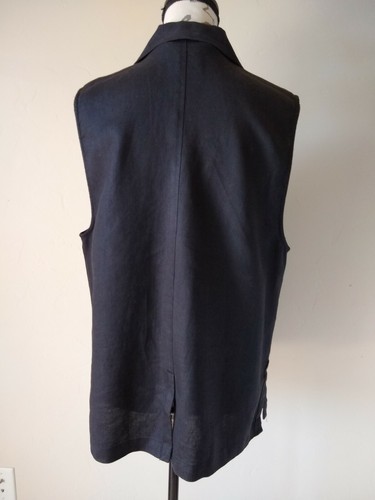 DAVID DART Collection 100%Linen Top Blouse Sleeveless Buttons Black Women Medium - Picture 5 of 8