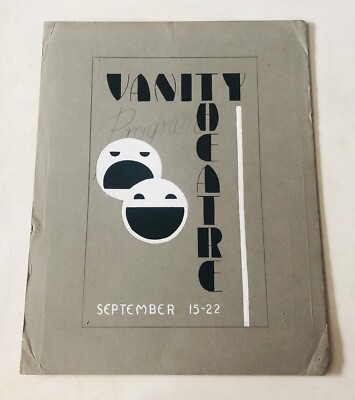 Vintage Painting Vanity Theatre Program Mockup Illustration Tragedy Comedy Emoji