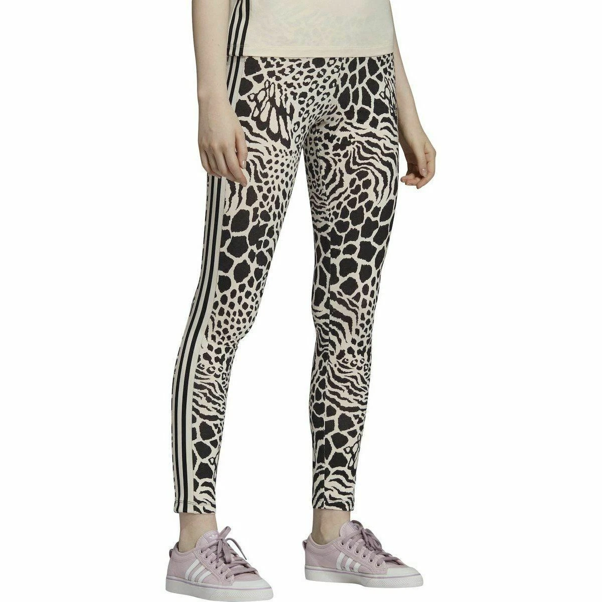 DV0114] Womens Adidas Originals Animal Print 3 Stripe Leggings