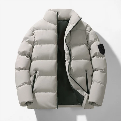 Herren Stehkragen Winter Baumwolle Daunen Puffer Jacke Mantel Reißverschluss Taschen Warm - Bild 12 von 40