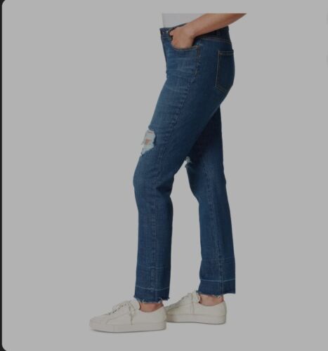 Gloria Vanderbilt Womens Navy Denim Distressed Raw Hem Slimming Size 12 - Imagen 2 de 7