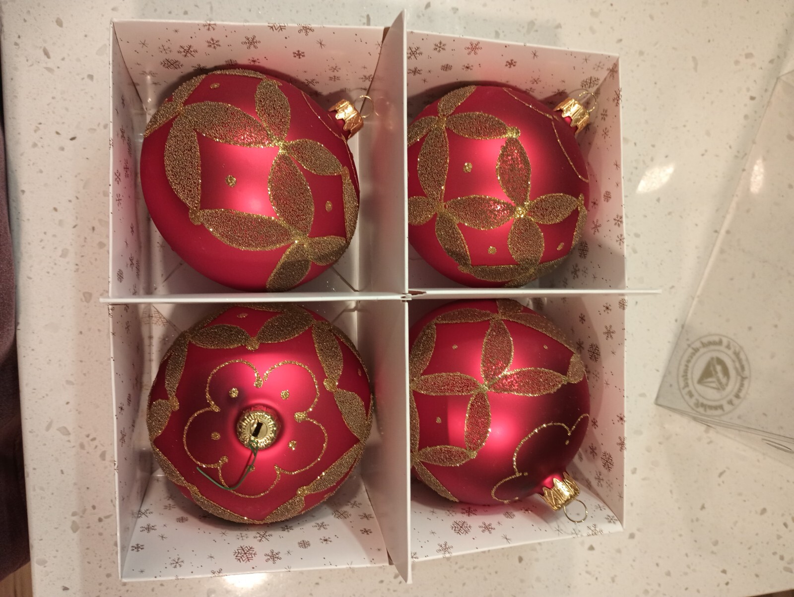 SzklorDekor Mouth Blown Christmas Ornaments Set Of 4 Made In Poland Red & Gold eBay