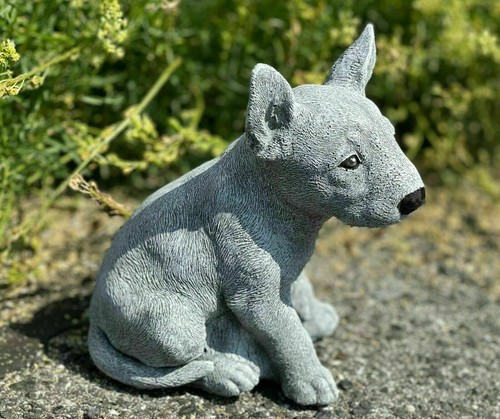 Steinfigur Bullterrier Frostfest Gartenfigur Deko Steinguss Hunde wetterfest - Bild 5 von 5