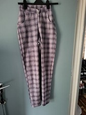 Pretty Little Thing Size 6 Grey Check Trousers (723/29/V)