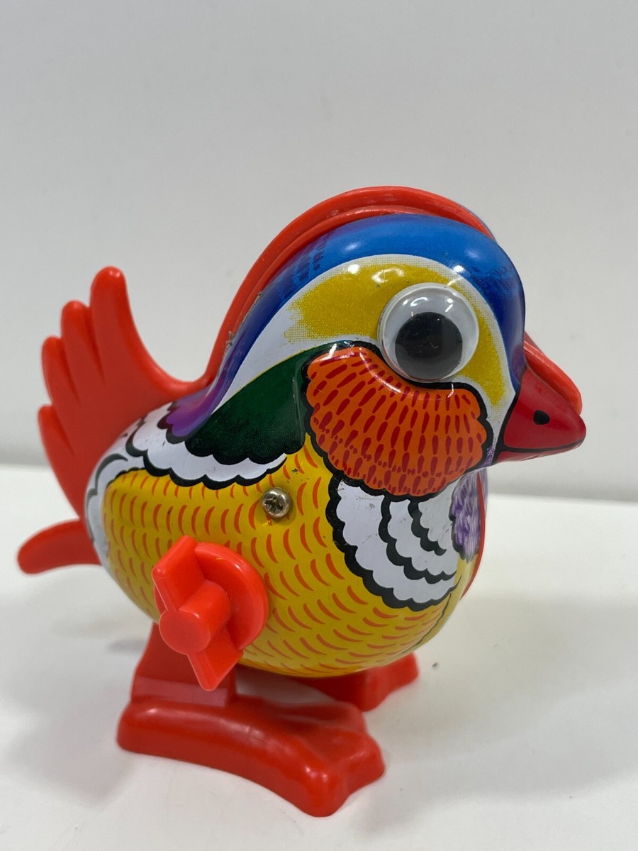 Vintage YONE Wind Up Tin Toy Litho Birdie Bird Pecking Hopping
