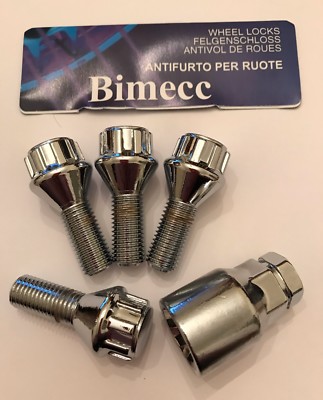 Bimecc M12x1.5 Locking Wheel Bolts – 29mm Thread, 60 Degree Seat, BMW 72.6 (Set Of Black Bolts)