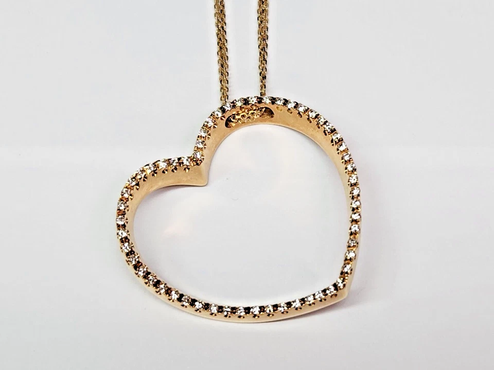 DESIGNER Garavelli 18ky Open Heart Diamond Accent Adjustable Length 21" Necklace - Image 4 of 4