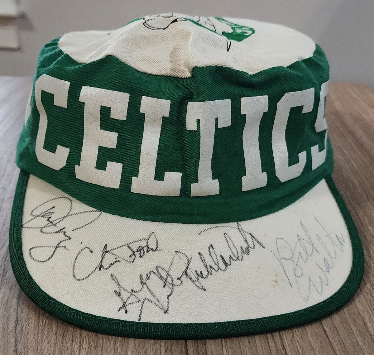 Larry Bird Boston Celtics Team Signed Vintage Painters Hat Cap