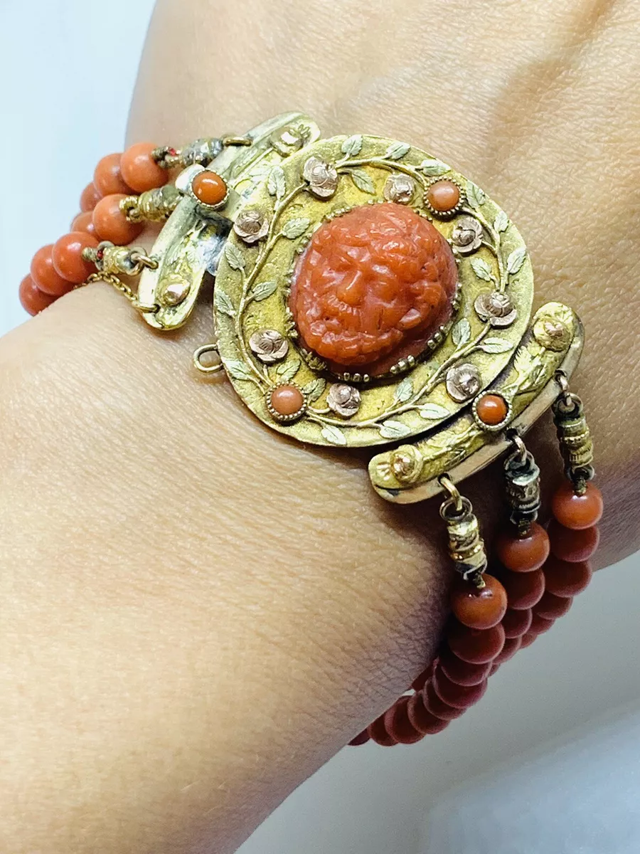 Buy Antique Coral Bracelet, 100% Natural Italian Red Coral Bracelet, Red  Coral Handmade Charming Bracelet, Best Quality Smooth Beads Bracelet...  Online in India - Etsy