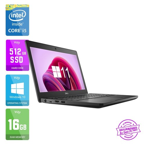 Lightweight DELL Latitude 5290 i5-8350U 512GB M.2 SATA 16GB DDR4 Win 11 Web Cam - Picture 1 of 5