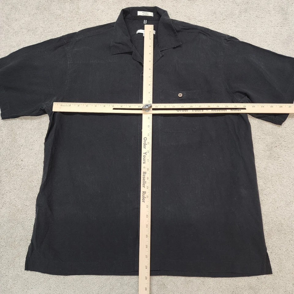 Camisa Geoffrey Beene Para Hombres Lavable Seda Manga Corta XLarge Negra Foto 2 de 4