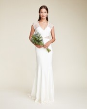 Nicole Miller NWT Silk Kendall Wedding Gown with Lace Back and Train - Sz 10