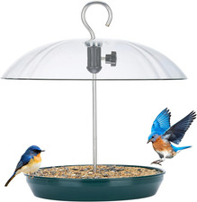 Adjustable Platform Bird Feeder for Outdoors Hanging, Metal Tray Bird Feeder wit