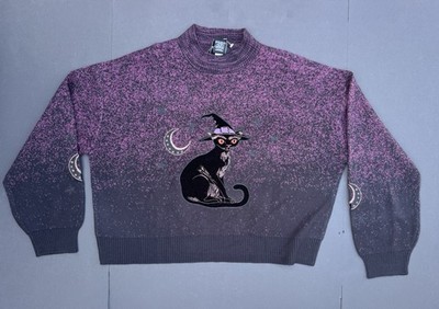 Cosmic Aura Witch Cat Gradient Mock Neck Sweater Plus Size 2 Halloween