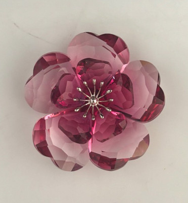 Swarovski Pink Crystal Flower Blossom Figurine Silver Tone Center Repaired Petal