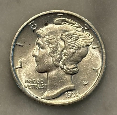 1938-D Mercury Dime - XF - Extremely Fine - 90% Silver