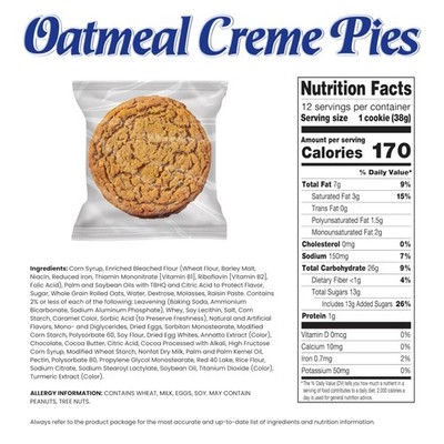 Irresistible Oatmeal Creme Pies, 8 Boxes