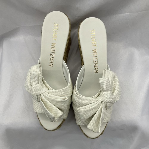 Stuart Weitzman Loveknot Espadrille Wedge Slide Raffia Size 9.5 NEW - Picture 4 of 17