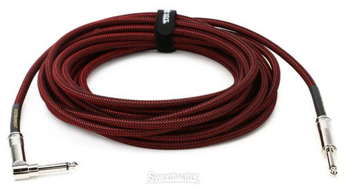 Ernie Ball P06062 Braided Straight / Angle Instrument Cable - 25' Black/Red - Picture 2 of 10
