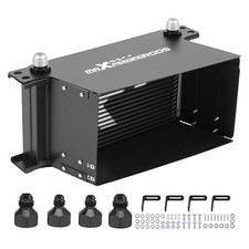 Universal Transmission Engine Oil Cooler 19 Row 10an Aluminum Black W Brackets