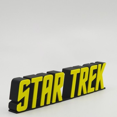 3D Printed Sci-Fi Logo Sign: Retro Yellow Freestanding Prop
