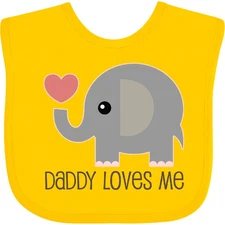 Inktastic Daddy Loves Me Baby Bib Babys 1st Fathers Day Dad Kids Elephant Infant