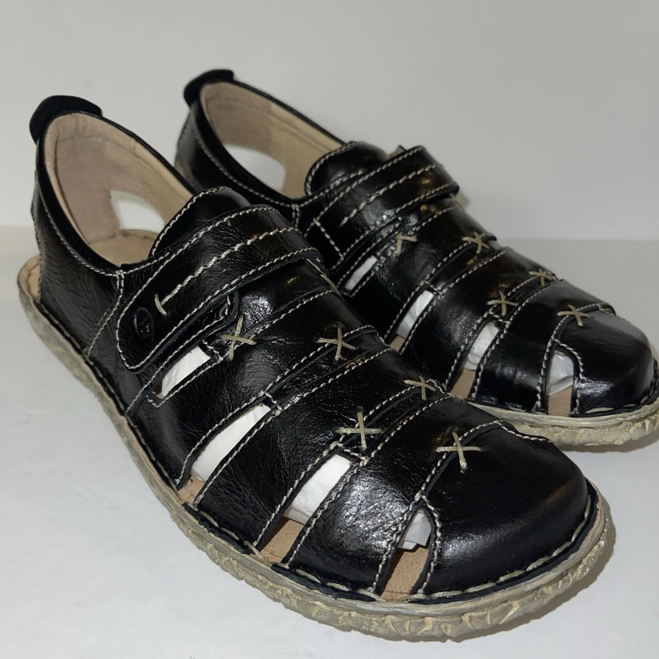 Josef Seibel Ida Black Leather Sandals /  Loafers Womens Sz US 6.5 EU 37