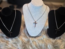 Unisex Silver Cross Necklace Stainless Steel ...