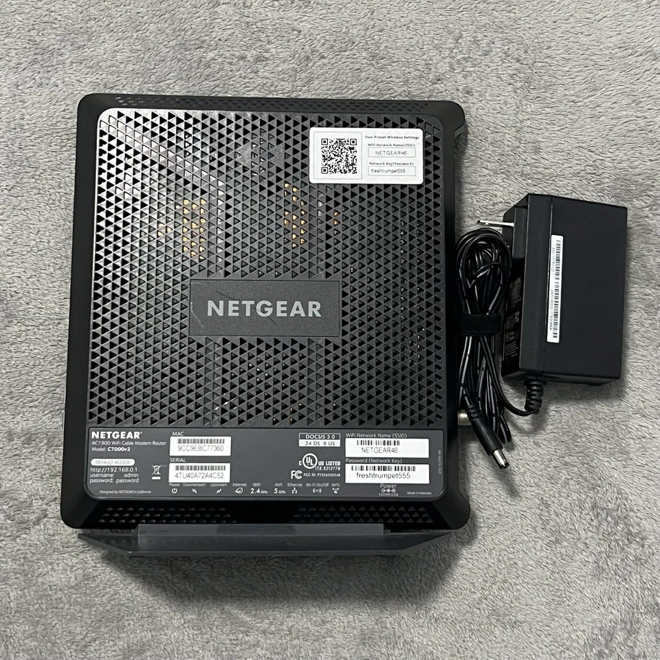 Netgear Nighthawk AC1900 WiFi Cable Modem Router Black C7000v2 DOCSIS 3.0 - Image 2 of 4