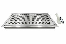 Edelstahl Tropfblech zum Einlassen 480x313mm mit 2 Teilig mit Ablaufstutzen