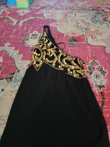 VTG womens 10 Niteline Della Roufogali silk beaded sequins black cocktail dress - Picture 2 of 6