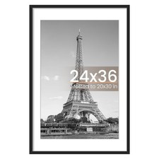 24x36 Poster Frame, Display Pictures 20x30 with Mat or 24 x 36 Without, Wall ...
