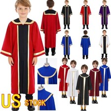 US Unisex Kids Dress Celebration Robe Praise Clergy Cosplay Gown Halloween Wear