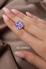2 Ct Purple Blue Color VVS1 Diamond Asscher Cut Premium Quality Gemstone 8 MM