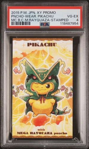PSA 4 Mega Rayquaza Poncho-Wearing Pikachu Business Card Pokemon Japanese 2015